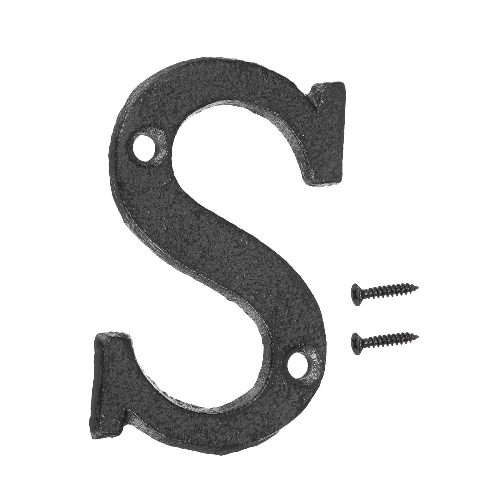 sourcing map House Numbers and Letters, 75mm Cast Iron Metal Vintage Address Letters for Outside, Solid House Number with Screws for Apartment Office Hotel Room Signs(Letter S)