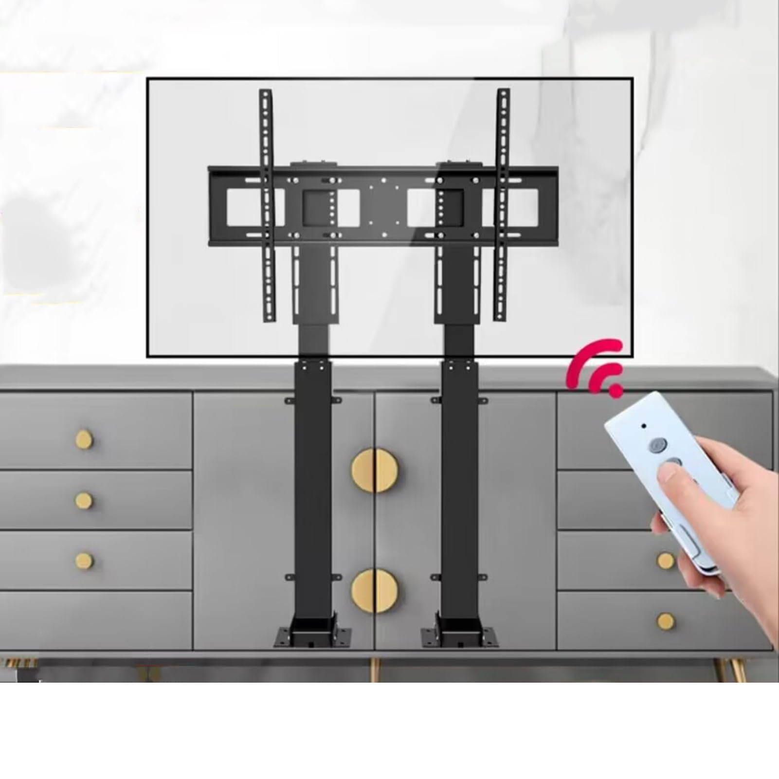 OLSKFUH Electric Tv Lift Stand Tv Motorized Lift Adjustable Tv Mount Bracket Tv Lift Mechanism With Remote Control Double Motor Lift 120Cm Travel For Tvs From 55In To 120In Up,