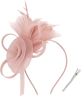 AMCAMI Fascinators Hats with Feather for Women 2025 Derby Hats Small Tea Party Hat with Headband