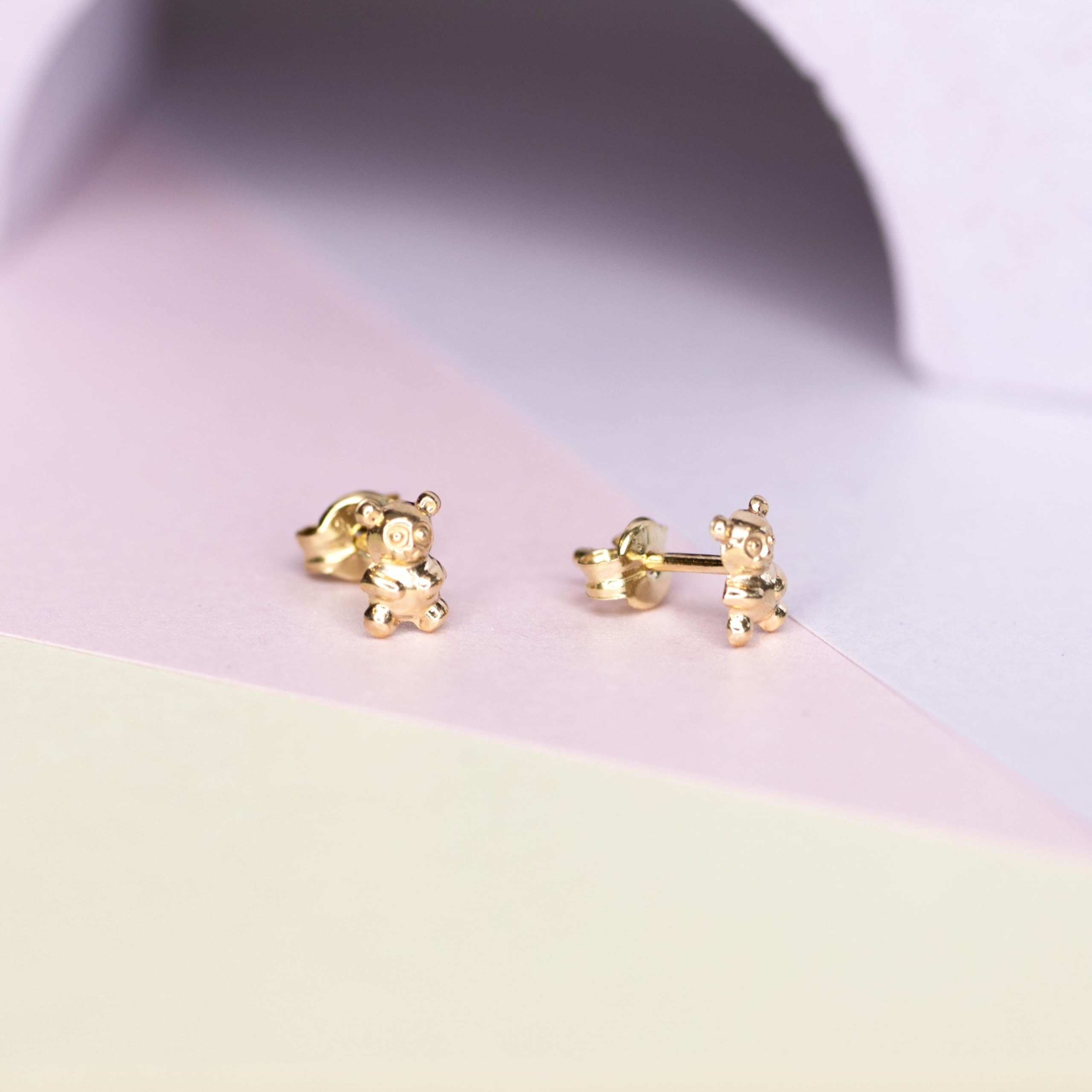 Damen 9k (375) Gelbgold 3.9mm x 5.9mm Teddybär Ohrstecker