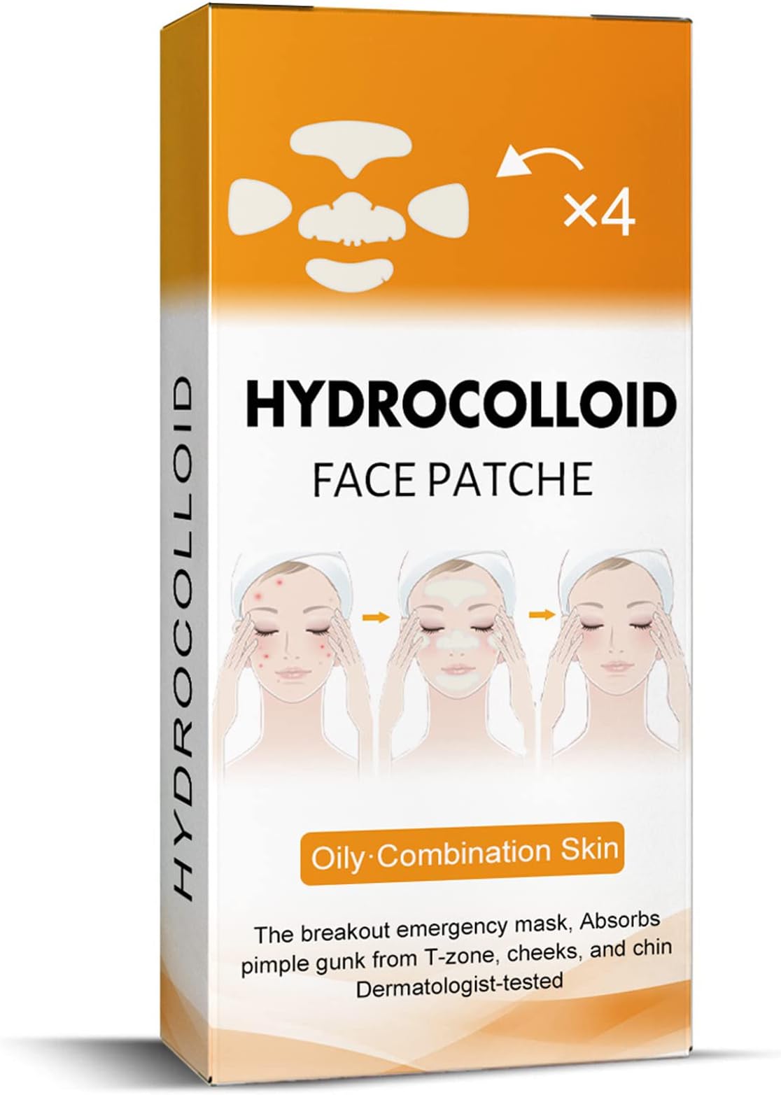 WACTT 20PCS Hydrocolloid Face Mask for Acne, Zit Pimple Patches, 5 Large Pimple Patches for Zit Breakouts on Nose, Chin, Forehead & Cheeks (1 BOX)