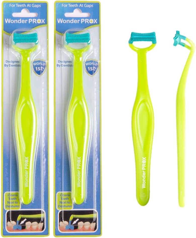 Compact Head Toothbrush for Partial & Implant Dentures, 2- Pack | Soft narrow head cleans the gaps, gumline & exposed implants left when partial or implant - supported dentures are removed