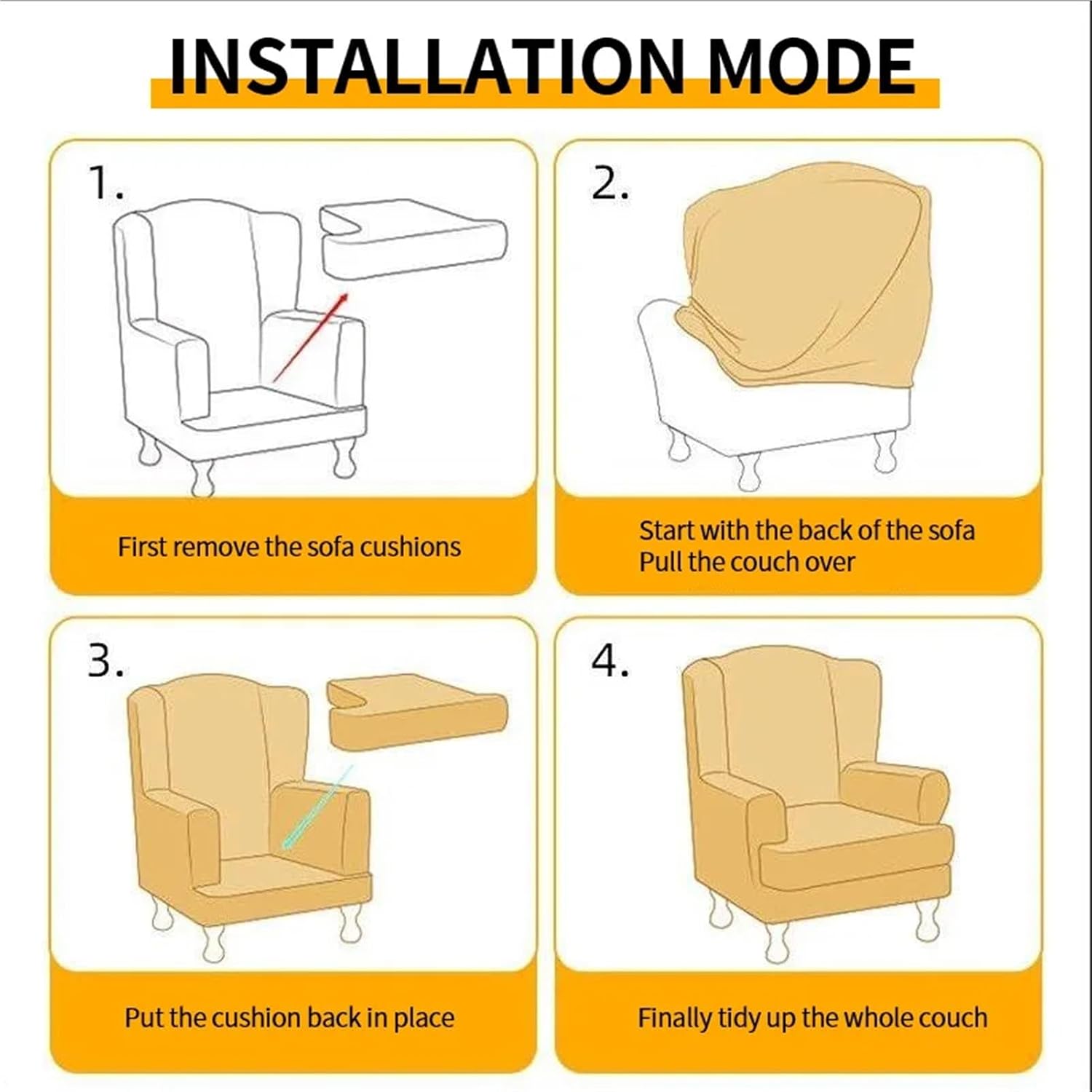 Chair Covers Armchair Wingback Armchair Slipcover Stretch Chair Slip Covers Washable Protector Cover for Living Room and Bedroom(B)