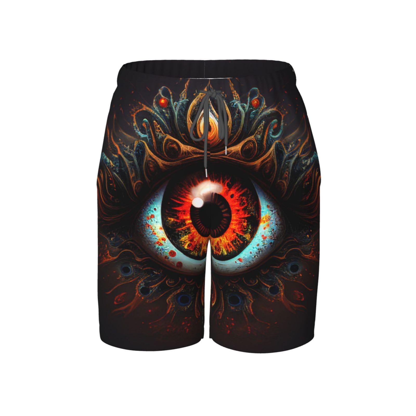 Eyes Evil Abstract Art Black Boys Swim Trunks Swim Board for Teen Kid Shorts Surf Swimming Beach Trunks Large