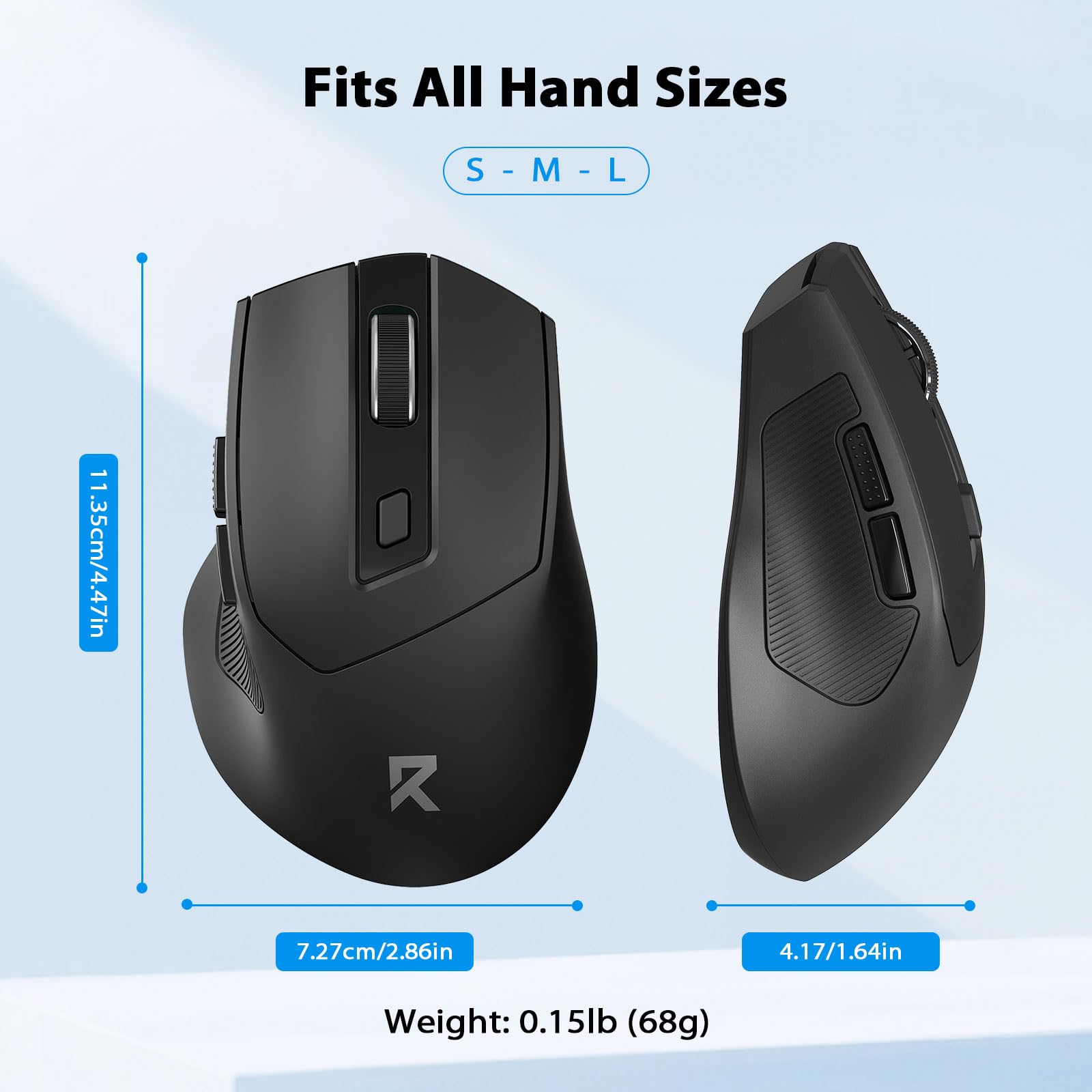 Redragon Wireless Mouse, 2.4GHz Ergonomic Optical Mouse with USB Receiver, 18 Months Battery Life, 5-Level 4000 DPI, 6 Button Computer Mouse for Laptop, Windows, Mac, PC, Chromebook - 3