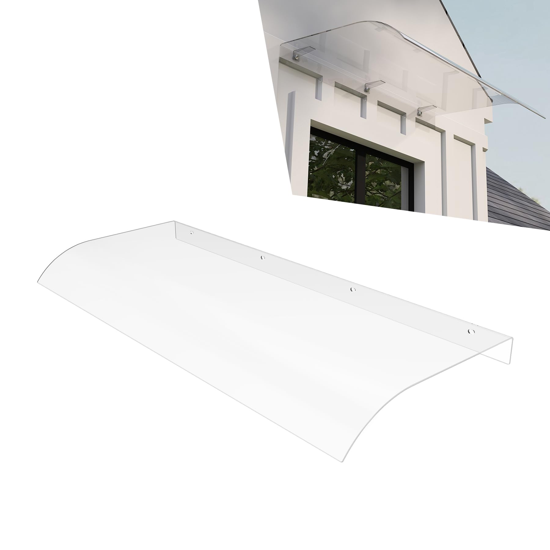 ACXIN Tettoia per Porta di Ingresso in PET Trasparente, 3.5 mm di Spessore, Leggera e Resistente alle Intemperie, Tettoia per l'Ingresso, Tettoia per Terrazzo, Tettoia per Balcone, 50 x 120 cm