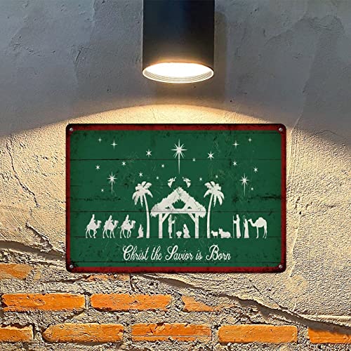 Plaque crèche de Noël métal vintage déco murale rétro 30x45 cm
