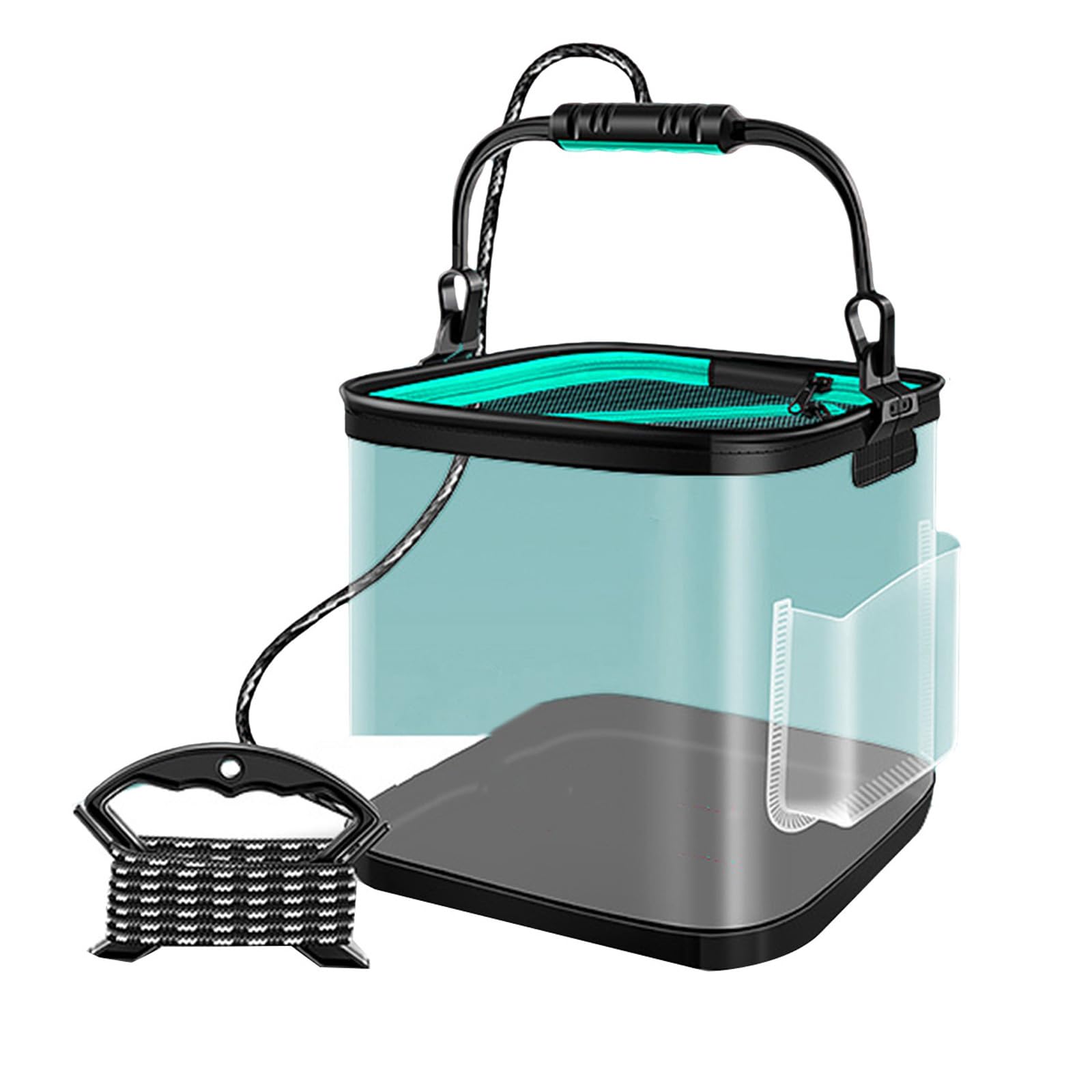 Seau de pêche pliable de 8/13 L, seau à poisson résistant à l'eau, seau de camping en plein air avec corde