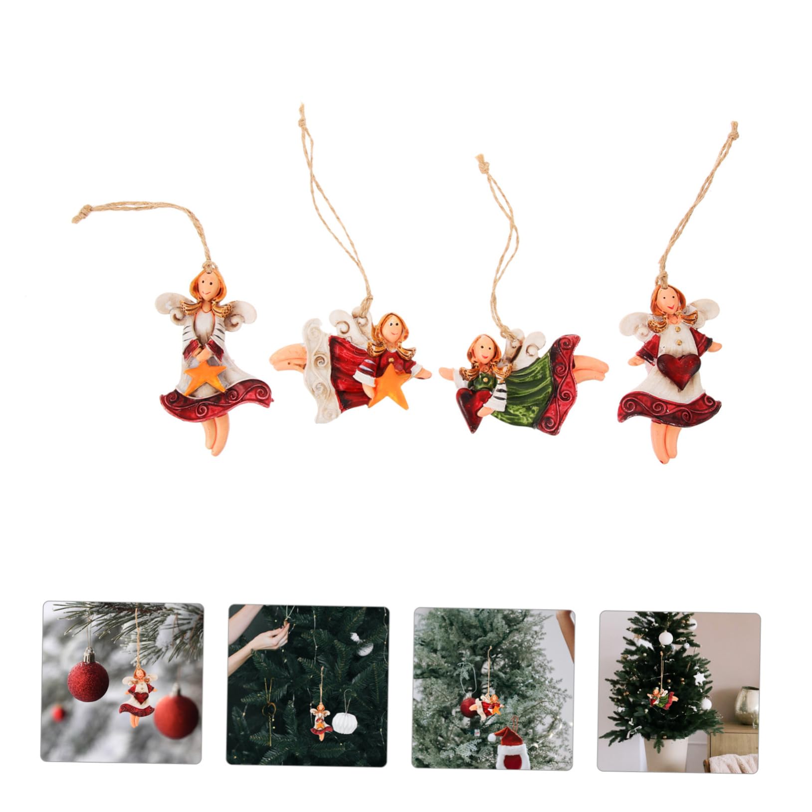 Amosfun 5 Juegos Colgante Ángel De Navidad Christmas Tree Decorations Navideños Christmas Decor Colgantes del Árbol De Navidad Colgante De Ángel Resina 4 Uds * 5
