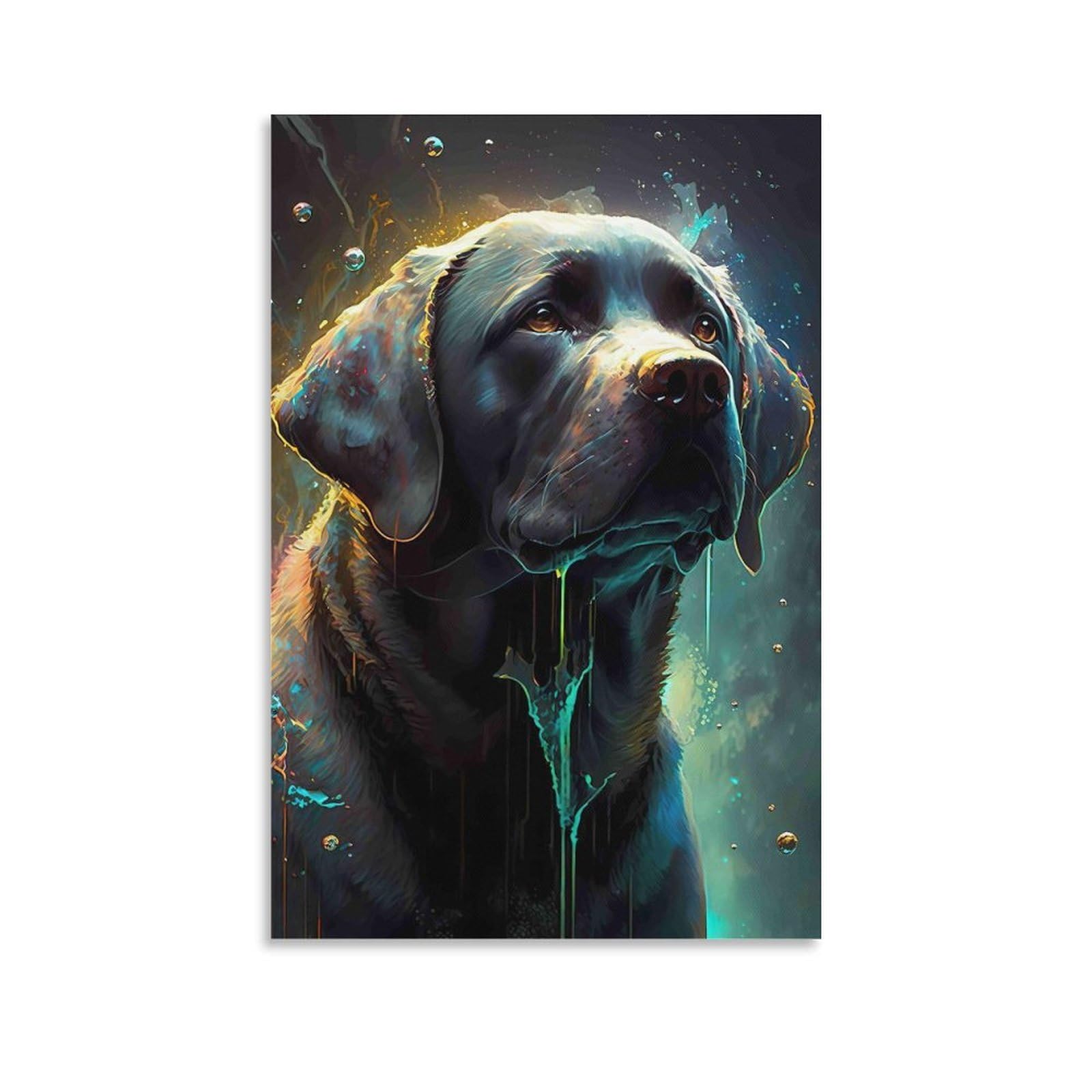 DHBANEIOK Digital Art Dog Portrait Poster Artwork Giclee Canvas Prints Modern Canvas Wall Art Picture Wall Hanging for Bathroom Wall Decor 24x36inch(60x90cm)
