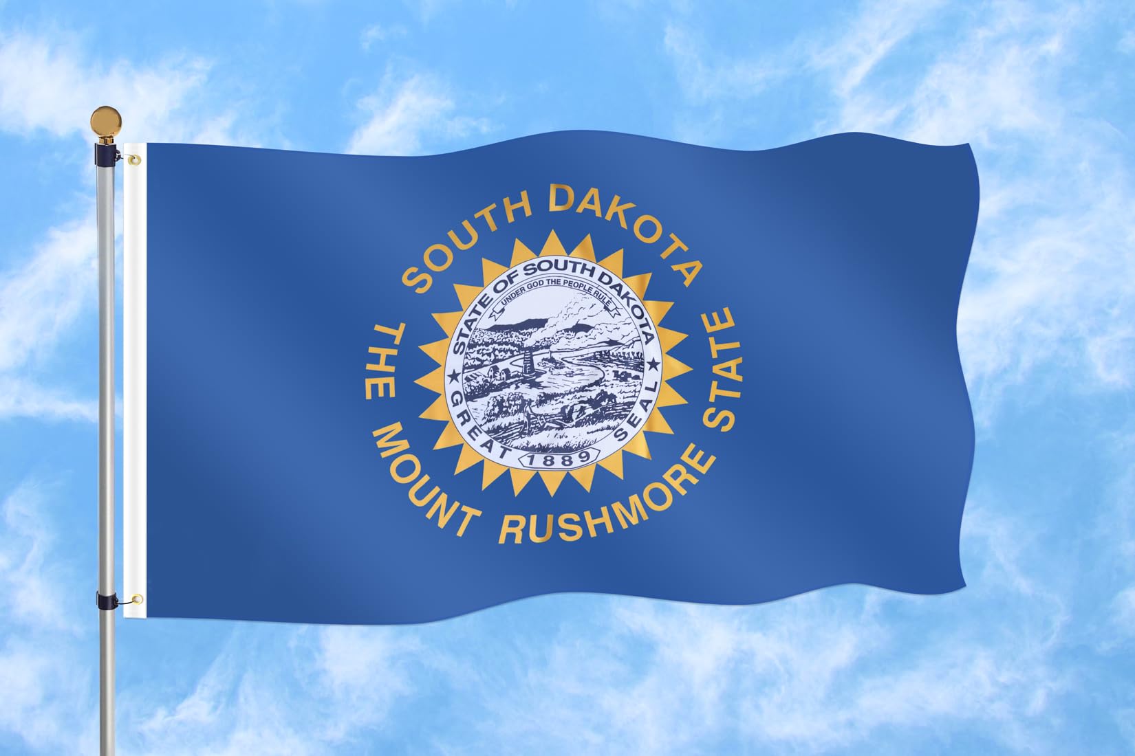 Photo 1 of South Dakota state flag 3x5 Ft, South Dakota state flag for Outs 3x5, Heavy Duty Durable South Dakota state flag, Fade Resistant South Dakota state flags for Outdoor
