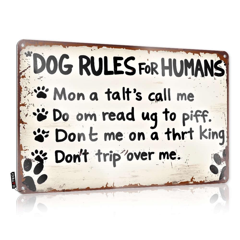 Funny Bar Signs For Home Bar Dog Rules For Humans Tin Sign Stuff For Your Room Warning Tin Sign(30X40CM)