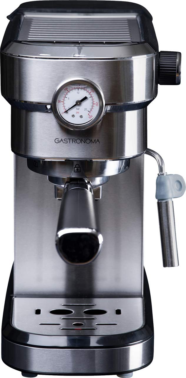 Gastronoma 18110001 Baristo - Máquina de café espresso, con portafiltros y espumador de leche (15 bares, acero inoxidable)