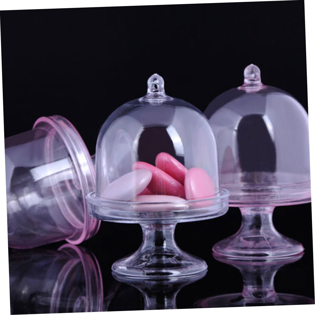 12pcs Transparent Candy Containers Elegant Dome Candy Trays with Lids for Weddings Birthdays and Parties Reusable Household Dessert Display