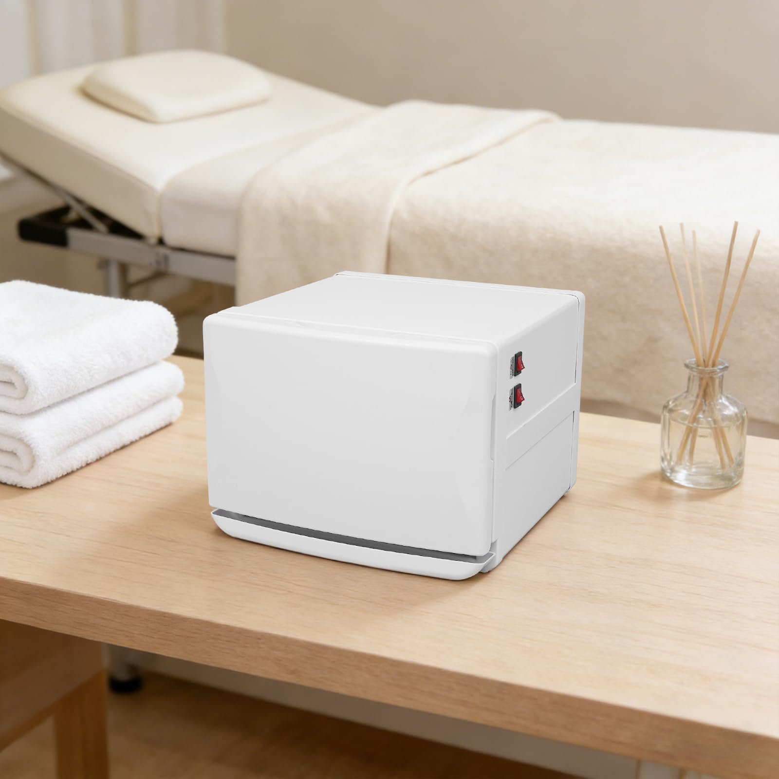 Handtuchwärmer Handtuchheizschrank UV-Sterilisation 8L Weiß | Heißhandtuchschrank mit 176°F und Schnellaufheizen, Ideal für Salon Spa Zuhause