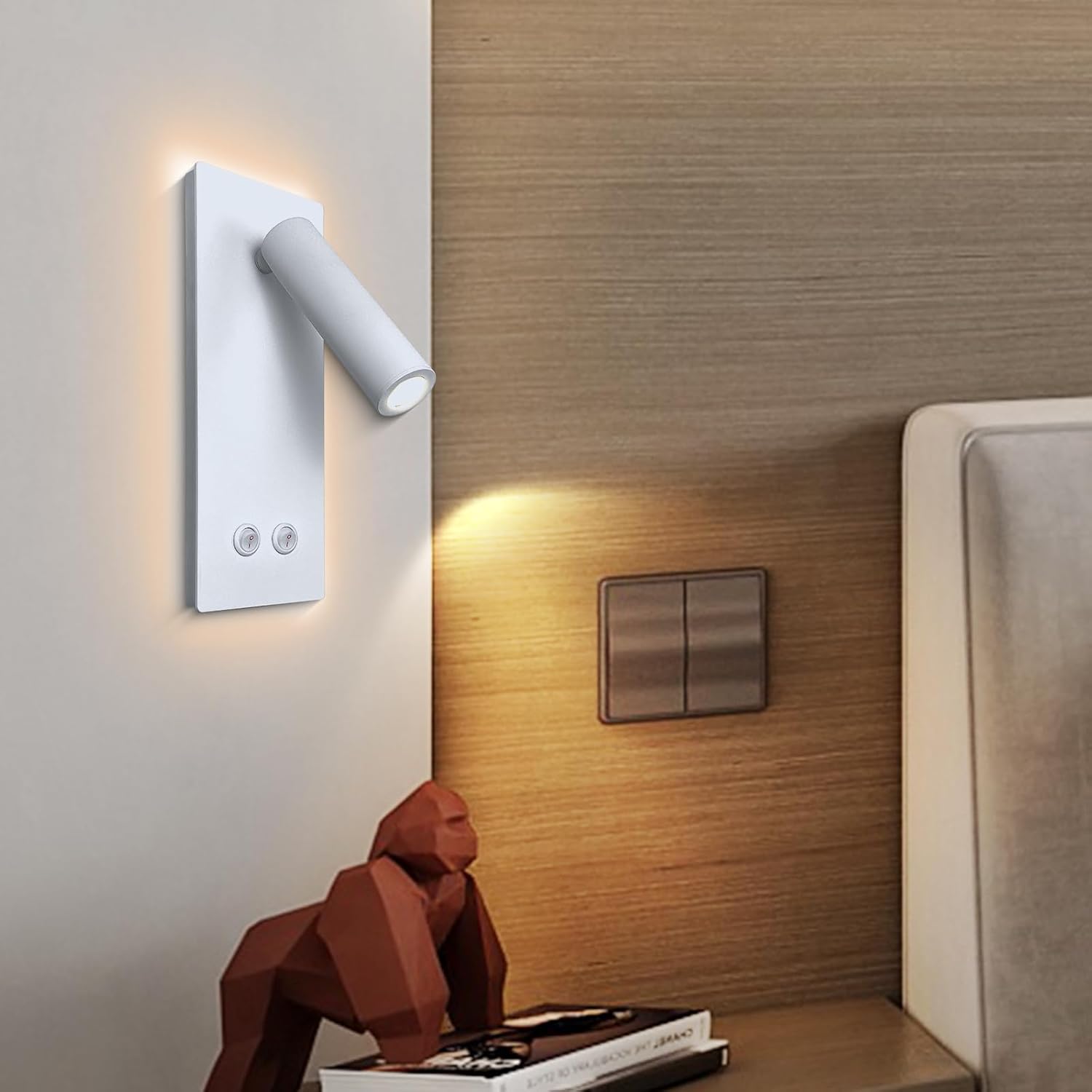 4W+8W Night Light, Multifunction Wall Sconce, Reading & Bedside Plug in (Sand)