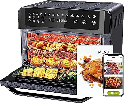 Gevi Air Fryer Toaster Oven Combo, Large Digital LED Screen Convection Oven with Rotisserie and Dehydrator, Extra Large Capacity Countertop Oven with Online Recipes