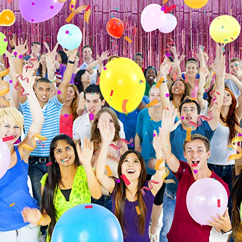 4 Pack Foil Curtains Metallic Fringe Curtains Shimmer Curtain For Birthday Wedding Disco Party Decorations (Pink) #TOP1