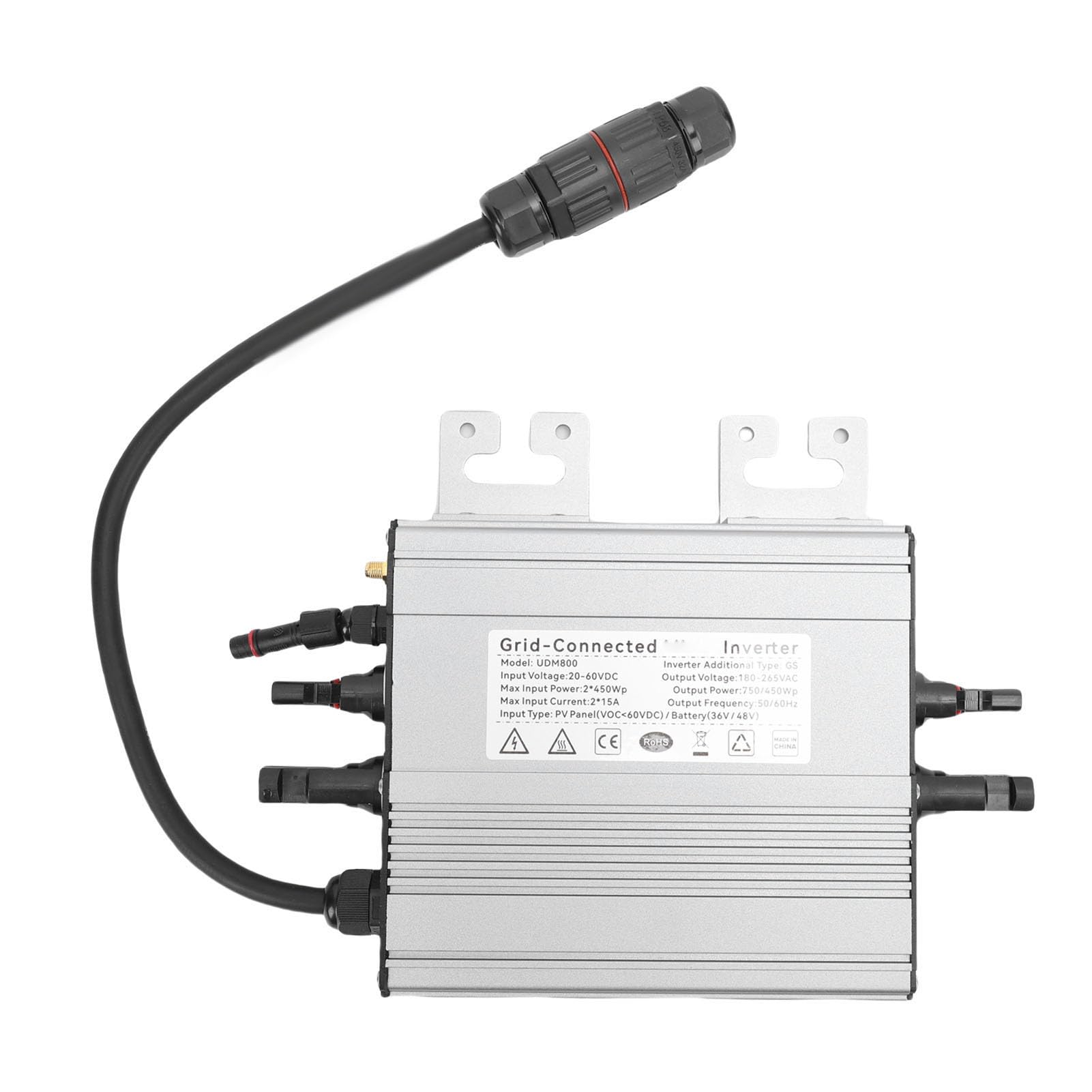 FILFEEL Mikroinwerter Sieciowy 800 W z obsługą Dwóch wejść, Aluminiowa Obudowa IP65, Zdalne Monitorowanie Wi-Fi, wydajność MPPT 99%, kompatybilność z Sieciami Prądu Przemiennego 208–240 V