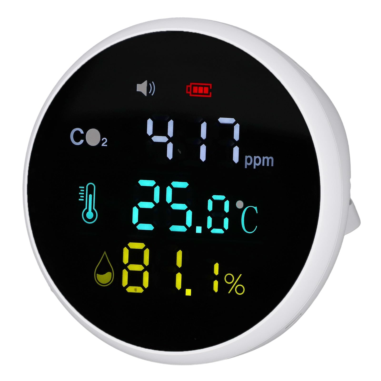 Monitor de CO2, Detector Portátil de Alta Precisión con Alarma, Monitor de Temperatura y Humedad para el Aula de Oficina en Casa