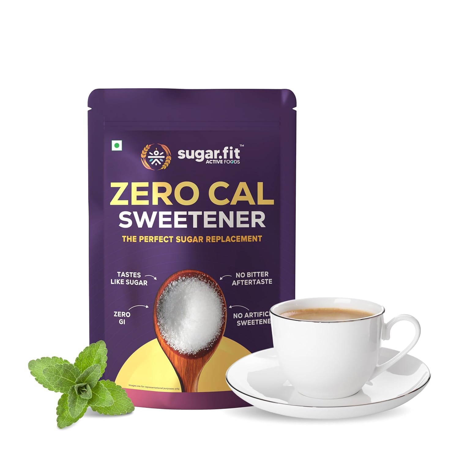 Sugar.fit ZERO Calorie Natural Sweetener with Stevia Leaf Extract, 1:1 Sugar Substitute, Diabetic & Keto Friendly, Cook Bake Blend, No Bitter Aftertaste, Zero Glycemic Index, 400g-image-40