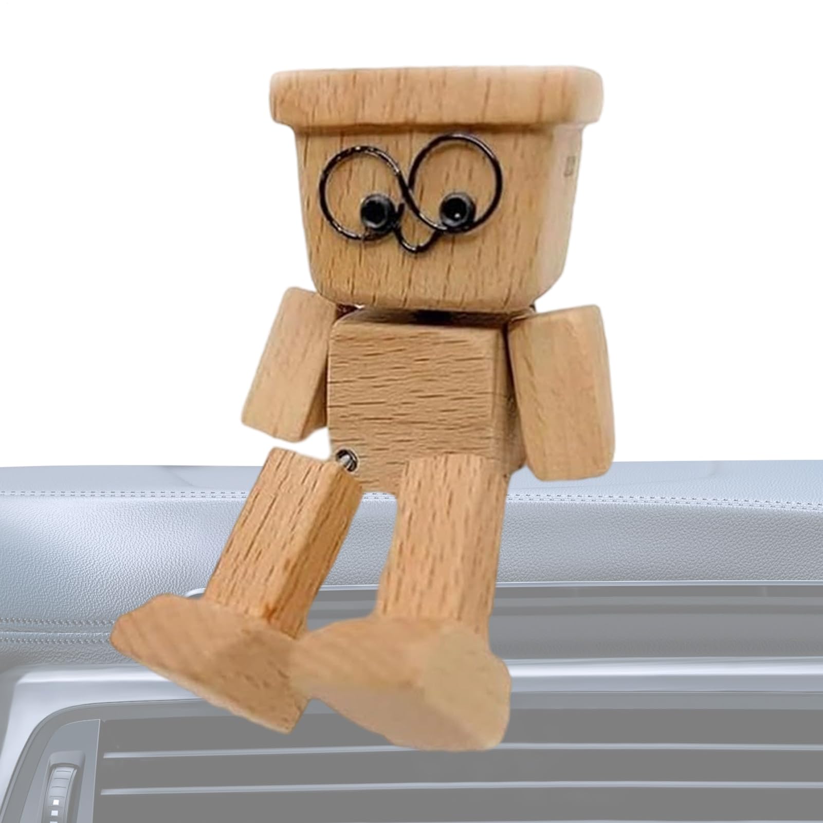 Générique Poupee en Bois Tremblante - Marionnette De Tableau De Bord pour Voiture & Maison | Figurine Amusante À Mouvement Oscillant pour Étagère & Bibliothèque