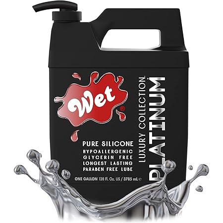 Wet Platinum Silicone Based Lube - 128 FL Oz - 1 Gallon - Ultra Long Lasting Personal Sex Lubricant