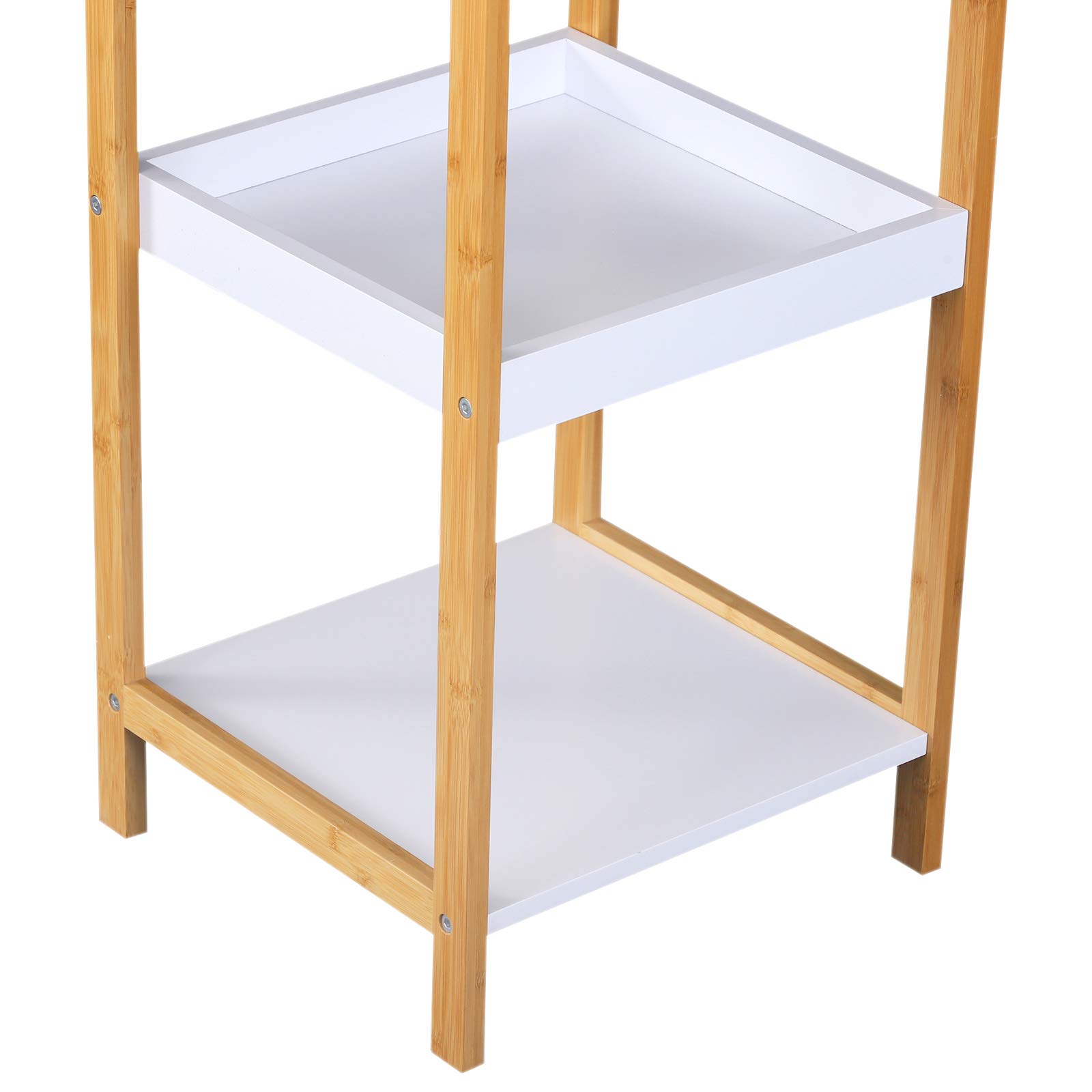 HOMCOM Etagère en Bambou de Salle de Bain 30cm32 x30 x130 cm Beige Blanc