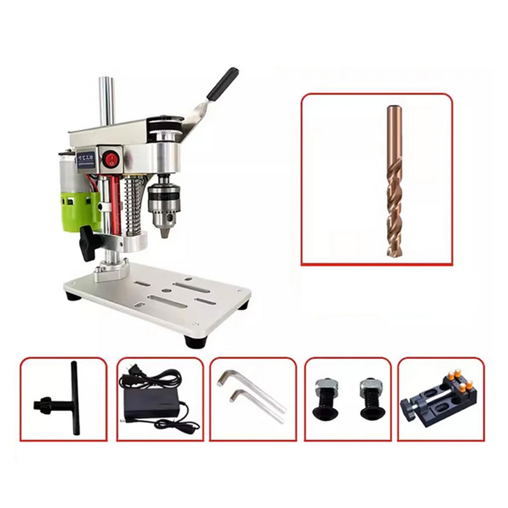 LeTkingok Household DIY Mini Punching and Drilling Machine Micro Desktop Drill Set 795 Motor with B10 Collet Aluminum Alloy Bench Vise