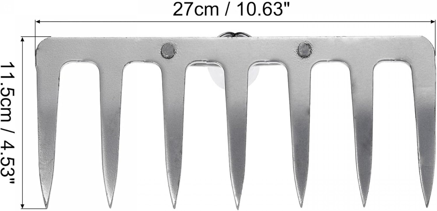 uxcell 7 Teeth Garden Rake Head, Galvanized Manganese Steel Stone Rake for Garden Farm Backyard Without Handle Hard Rake Head Only, Silver Tone