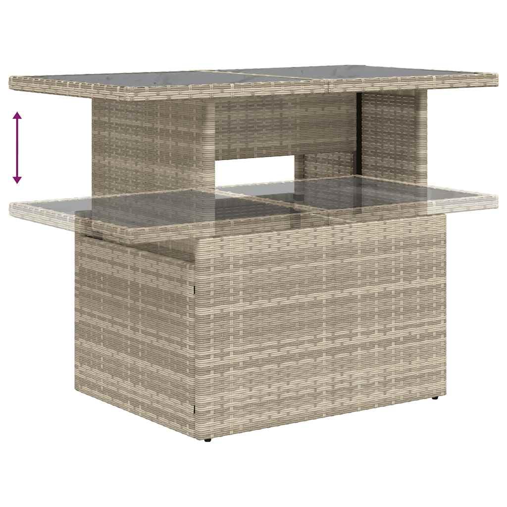 Set di 8 mobili da giardino in rattan sintetico, 62 x 62 cm, con tavolo regolabile in altezza, resistente alle intemperie e modulare, pratico ripiano per balcone, terrazza e giardino