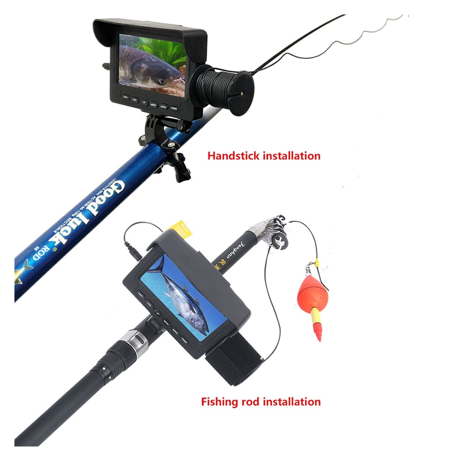 Buscador de Peces, 1 5m / 30m 1200tvl Finder de Pescado cámara Pesca submarina 4.3 Pulgadas Monitor 6pcs 6w IR LED Cámara visión Nocturna for la