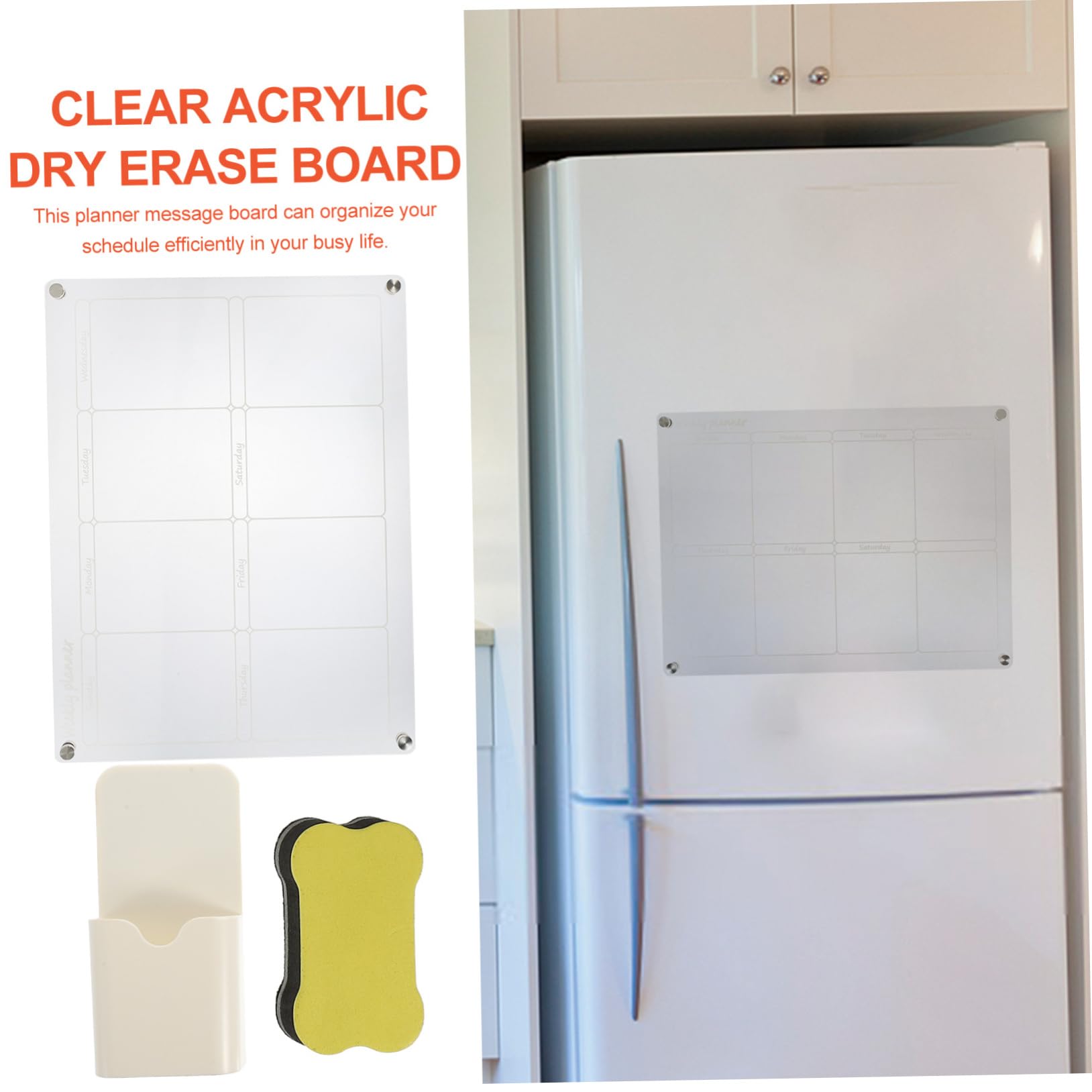 SHOWERORO Calendario Junta De Planificación Transparente Tablero Acrílico De Borrado Seco Para Oficina Cocina y Uso Refrigerador Para Planificar Semanalmente La Pared