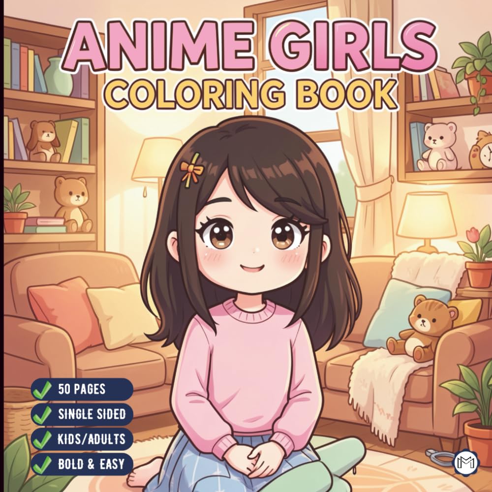 Cute Anime Girls Coloring Book for Adults Kids Boys Girls Teens: Cool Japanese Anime Scenes Coloring Pages for Children Simple Anime Characters ... Kawaii Anime and Manga Style Coloring Book