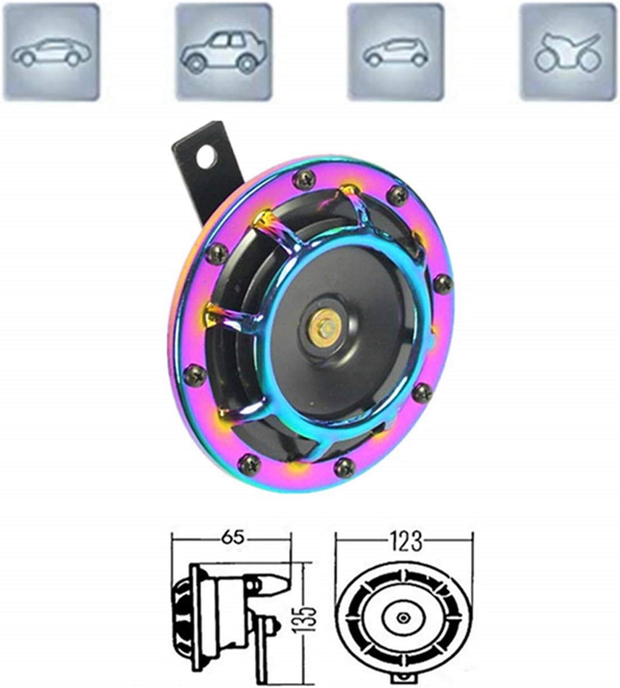 AIHOME Car Electric Horn Double Speakers 135DB Car Horn Universal Vehicle Horn Chrome Super Tone Loudspeaker High/Low Tone Metal Twin Horn Kit with with Bracket for Any 12V Moto Car Truck SUV etc : Automotive