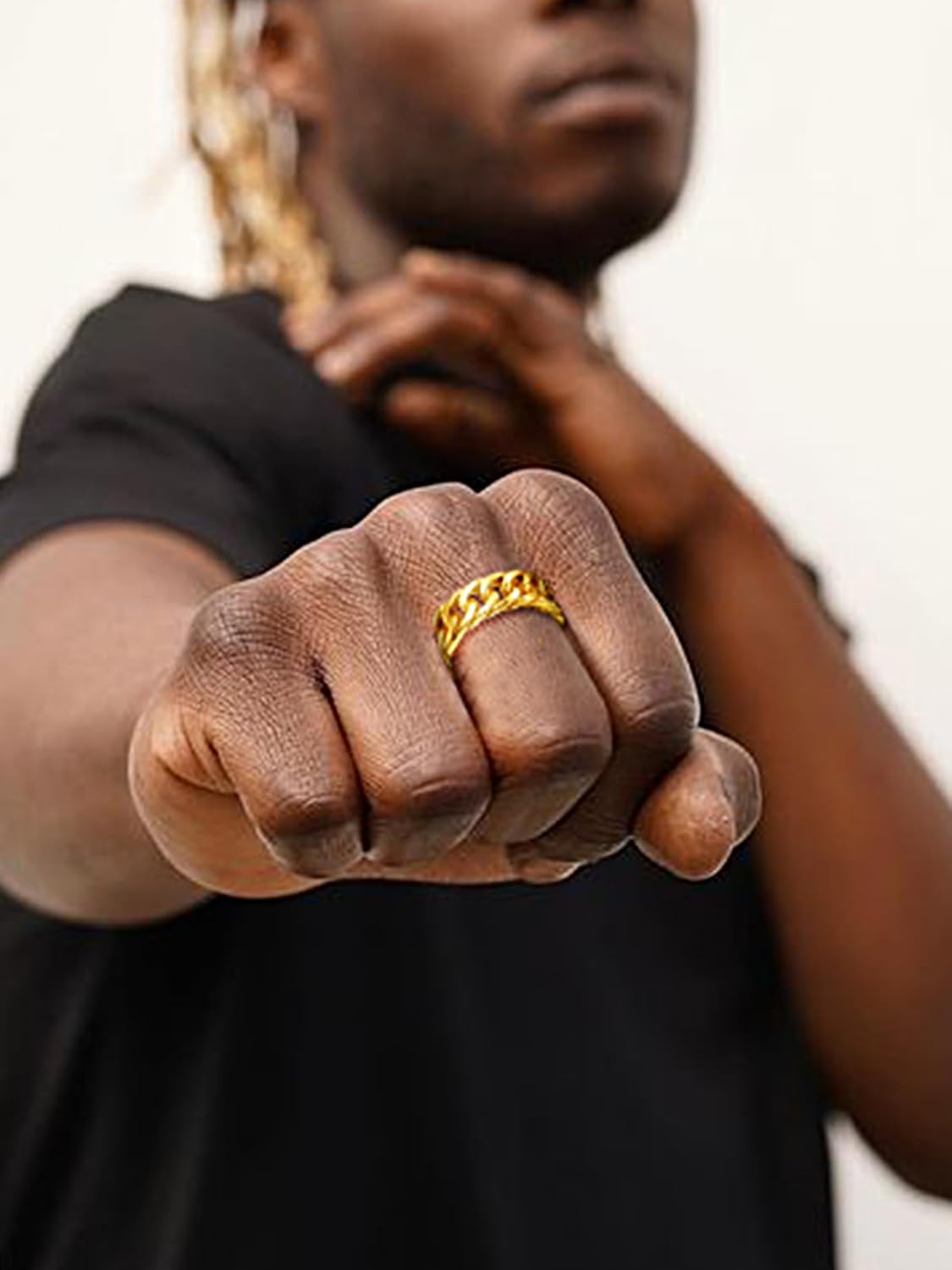ChainsHouse Stainless Steel Cuban Link Ring,Unisex Design,Tarnish Resistant