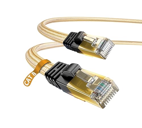 Miniatura 8 de Cable Ethernet Cat 8 DanYee, 3 pies, de nailon trenzado, alta velocidad, RJ45, 2000 MHz, negro Negro -,Blanco,Oro,Azul,Cat 8 Grey,Cat 8