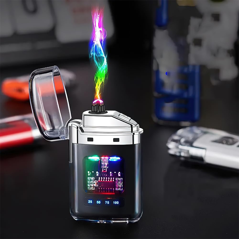 Stylish Transparent Electrical Lighter, Dual Arc, USB Rechargeable Cigarette Plasma Lighter - Ideal for Camping & Smoking, Unique Windproof Pocket-Sized, Cool and Fancy Design (1)-image-10