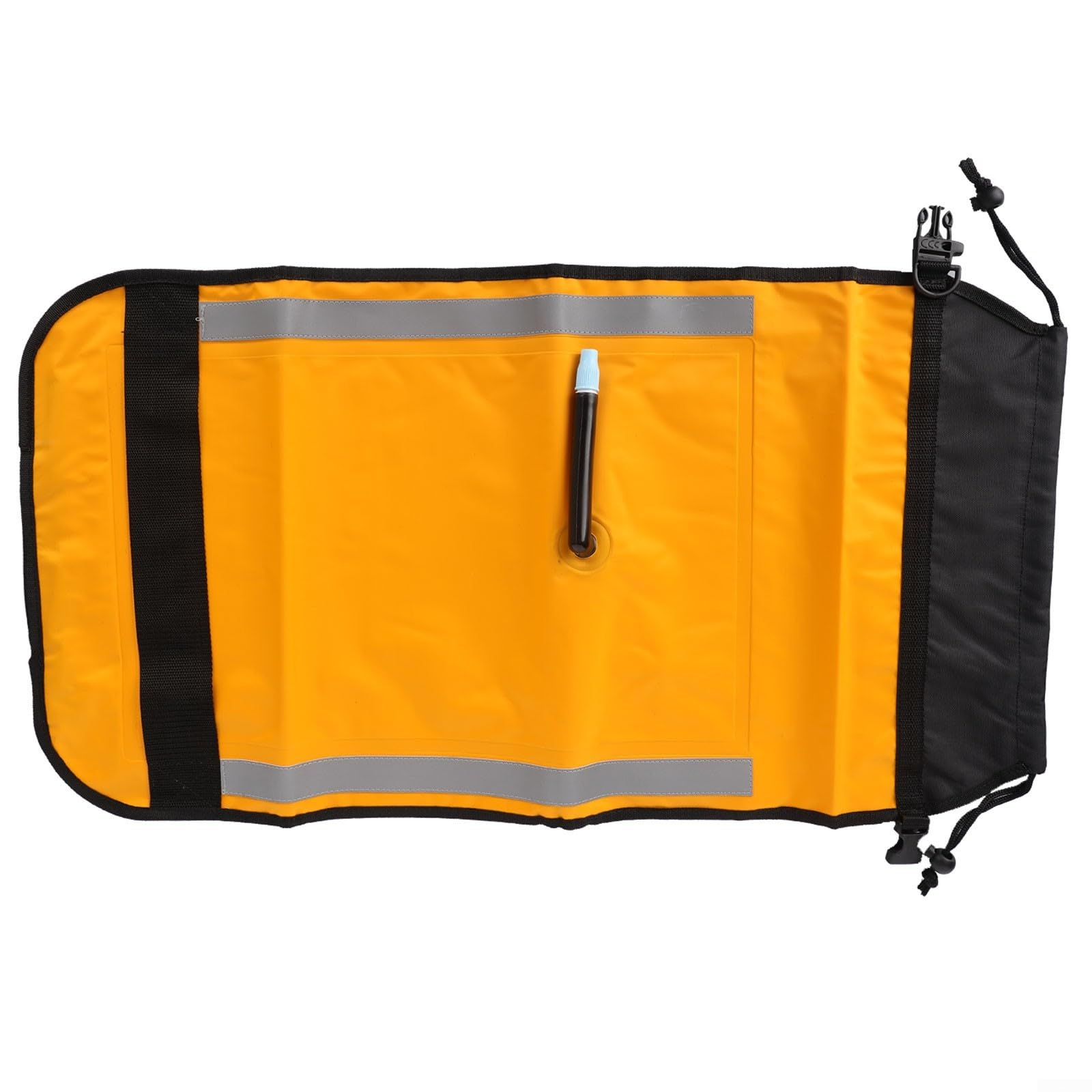 Paddle Float Bag, aufblasbar für Kanuboot mit Schnellverschluss-Schnalle, 72 x 38 cm, 210D beschichtetes Gewebe, gelb mit reflektierenden Streifen