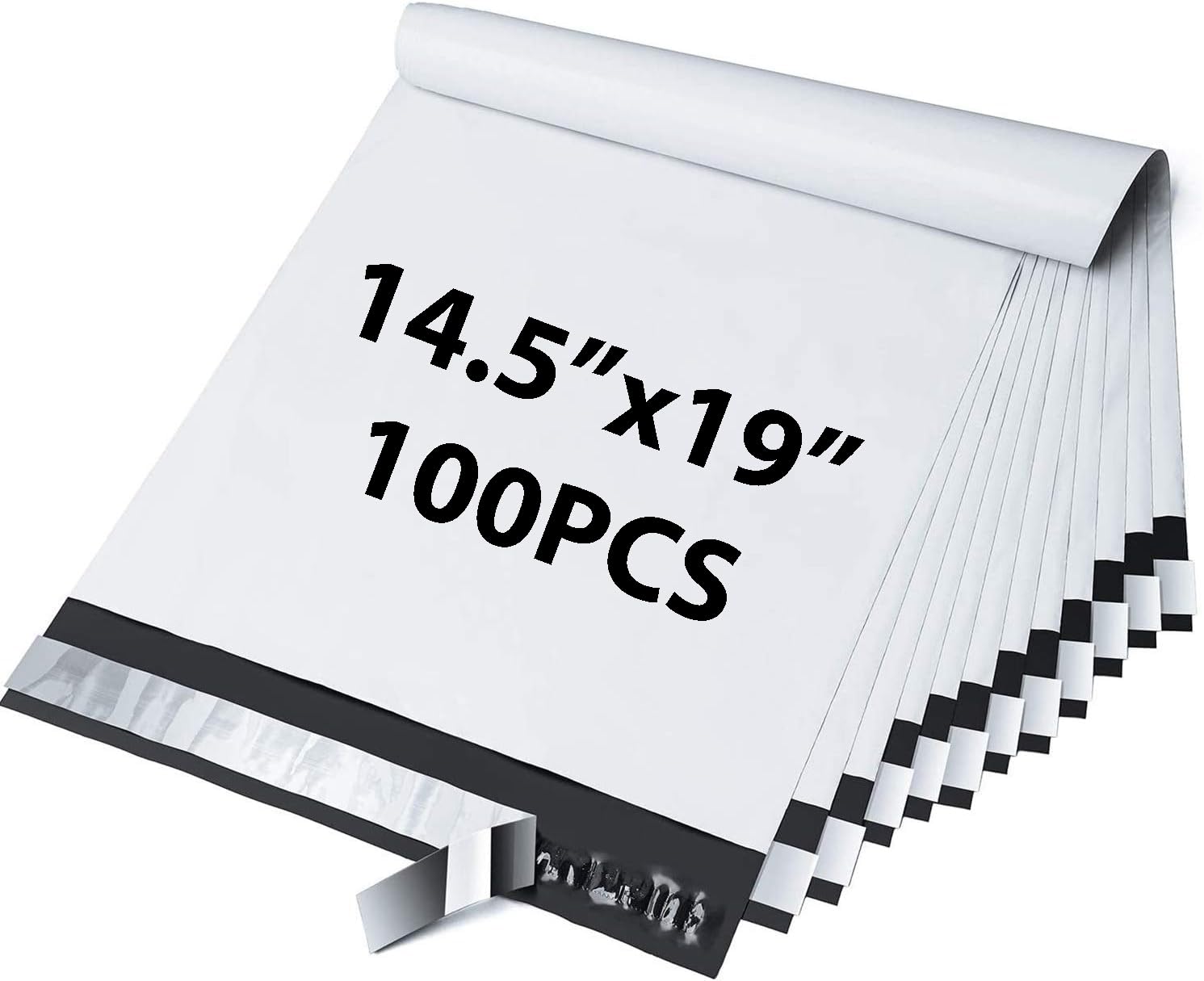 Elosh White Poly Mailers Shipping Envelopes, 14.5x19 inches, 2.5 Thickness, Waterproof, Self-Sealing, Multipurpose, Enhanced Durability (100)