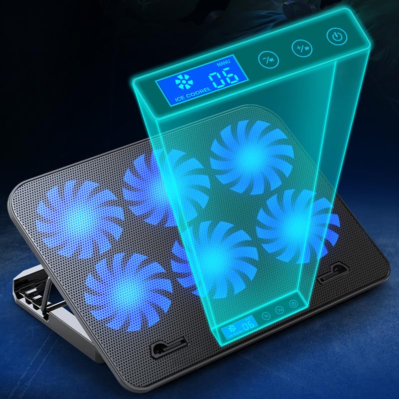 Tosuny Tappetino di Raffreddamento con Ventola per Laptop Tappetino di Raffreddamento Rapido Portatile per Studenti/professionisti Rete da 18 Pollici (Il display LCD intelligente visualizza Muto)