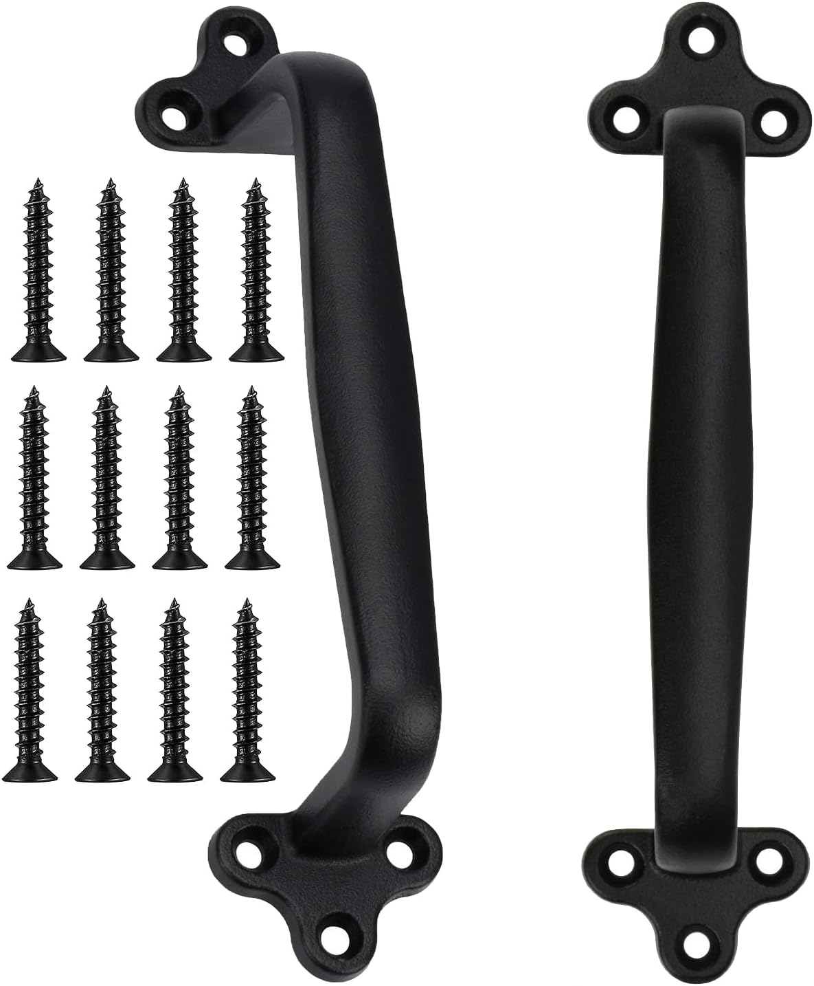 2 Pcs 7.6" Gate Handle Carbon Steel Casting Sliding Barn Door Handles, Fence Outdoor Barn Door Hardware Iron Hardware Pulls (Vintage Farmhouse Cabinet Pulls,Garage(with Screws)