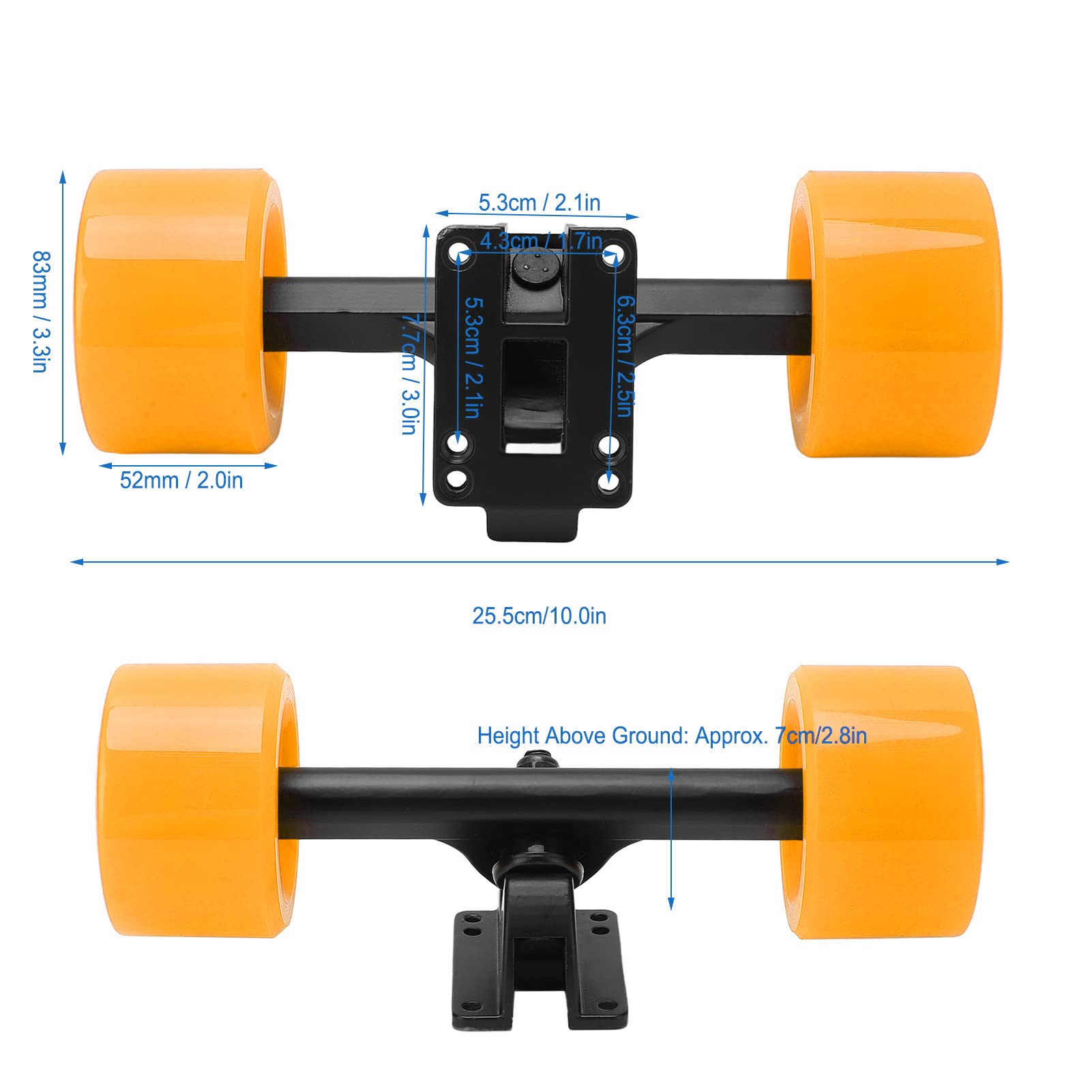 Topyond Skateboard Truck and Wheels, 82A PU Hardness, ABEC 9 Bearings for Electric and Longboards, Shock Absorption, Magnesium Alloy Skateboard Wheels Set for Riders (Orange)