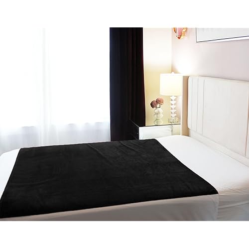 PassionMate100% Waterproof and Stain Proof Luxe Intimacy Love Blanket Bed Pad - Couples Gift - Ultra-Soft, Sensual, Plush, Reusable & Washable Tuckable Bedsheets Protector (76x55 Inch, Black)