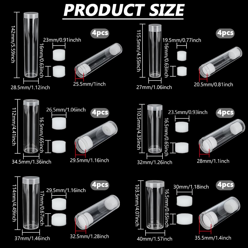 FINGERINSPIRE 24Pcs Clear Plastic Coin Tubes - Image 2