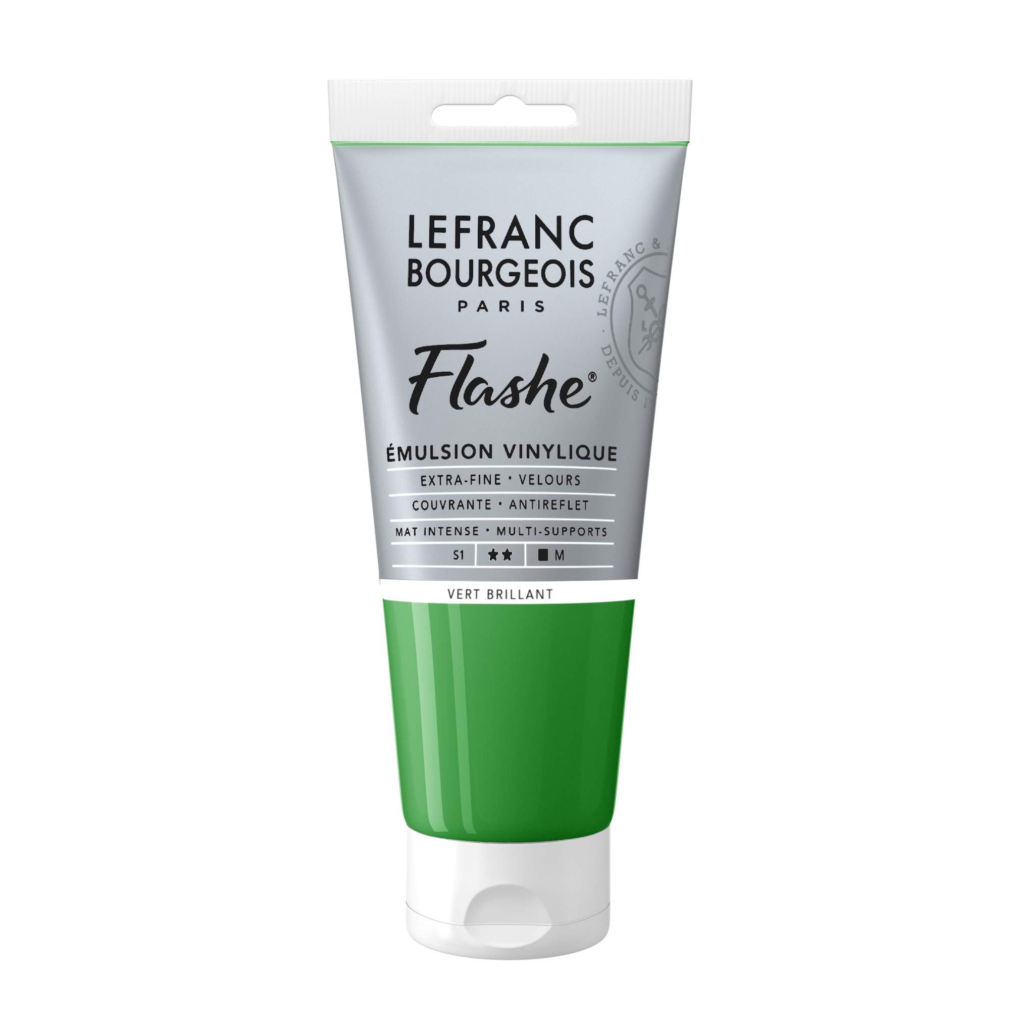 Lefranc Bourgeois Flashe, Extra-Fine Acrylic Vinyl Emulsion, Artists Quality, Brilliant Green, 80ml Tube