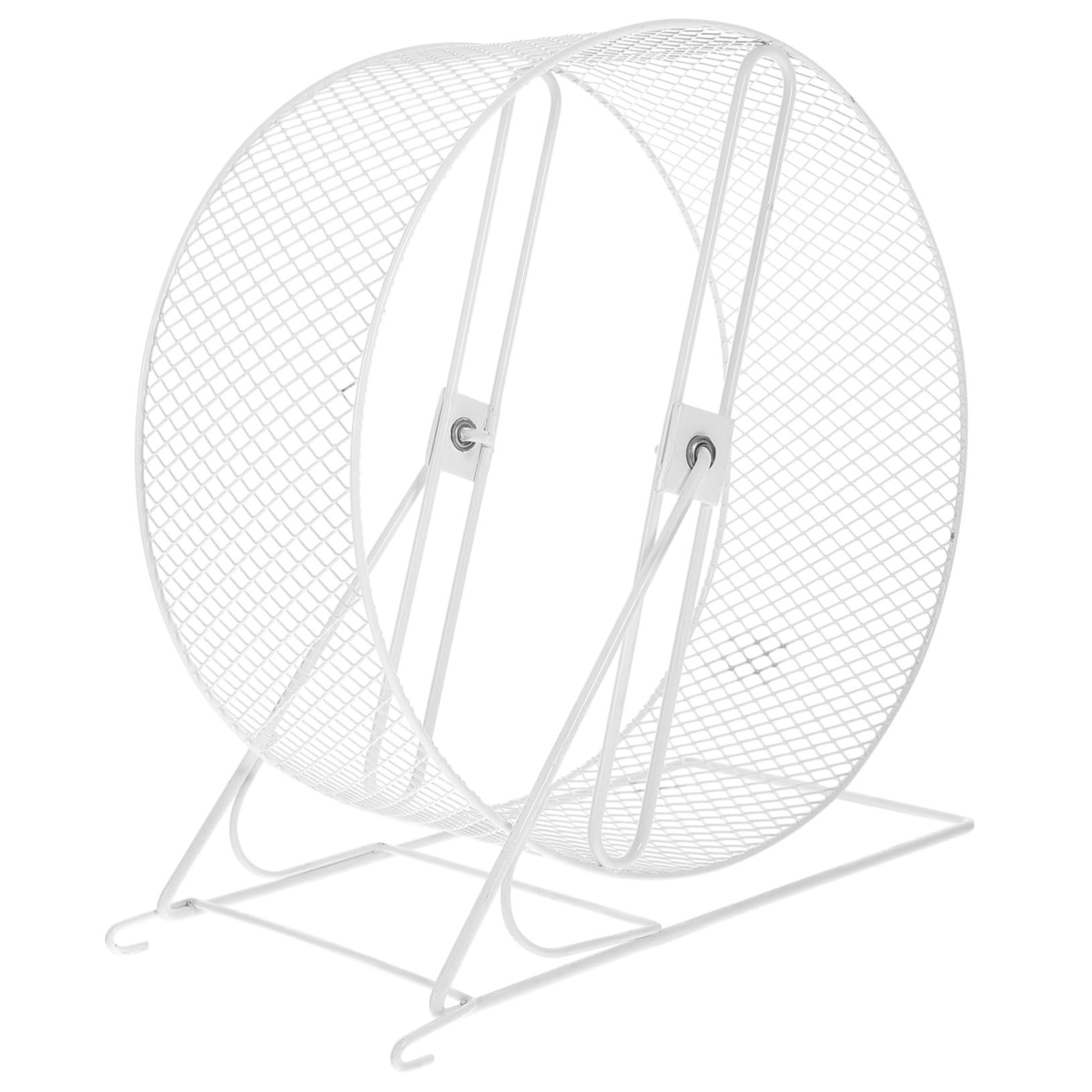 Ruota Silenziosa per Esercizi Criceti e Ricci in Ferro Bianco con Supporto, per Gioco e Movimento degli Animali Domestici Piccoli