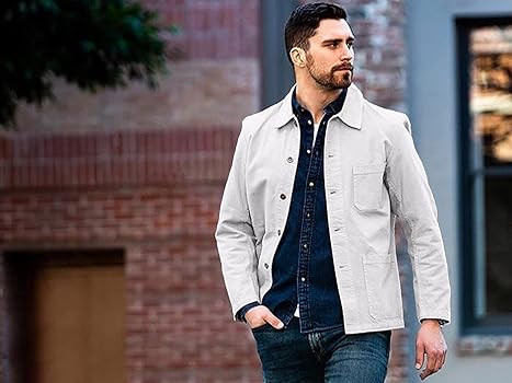 Karlywindow Mens Lightweight Military Shirt Jacket Blouse Button