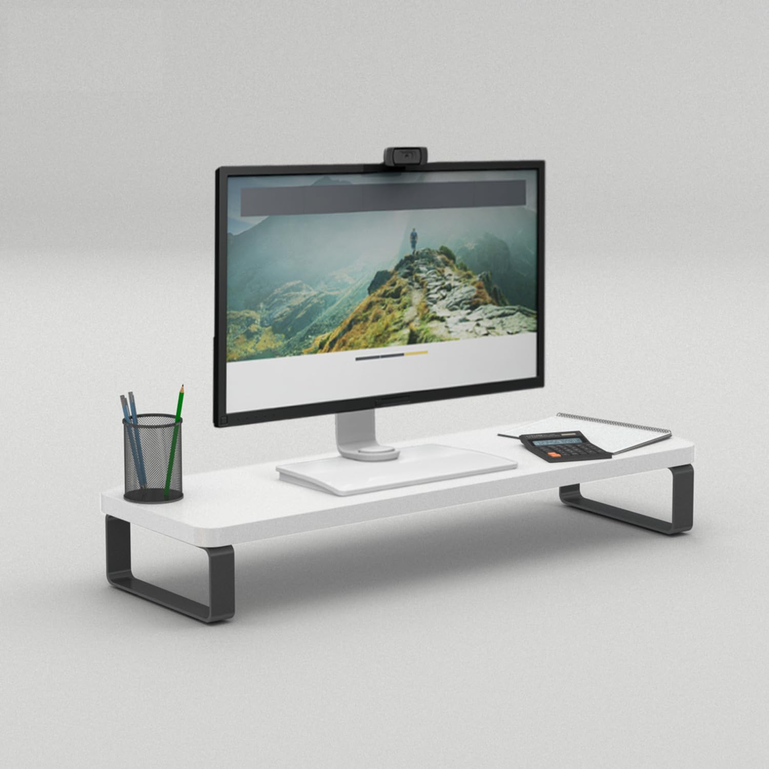 flux Monitor Stand | Monitor Stand Riser | PC Stand For Desktop Table | , Non Slip, Material: Particle Board & Metal (White ) [DO IT YOURSELF (DIY)]