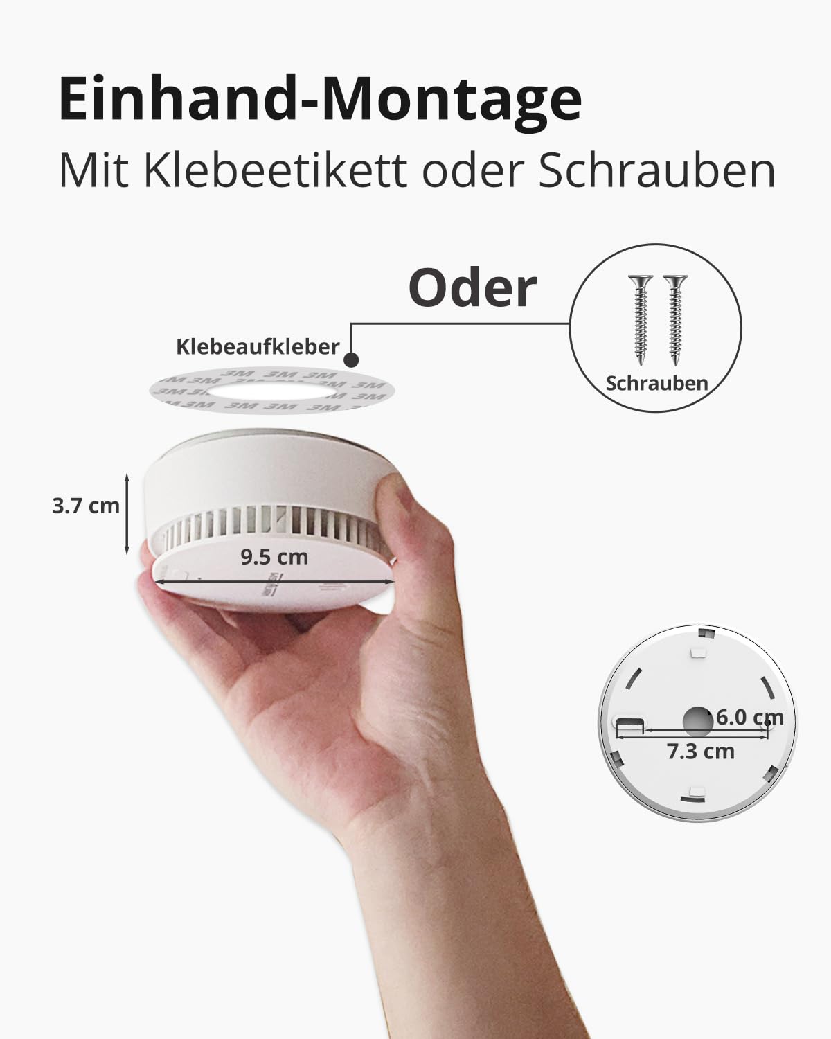 Wisualarm Rauchmelder WLAN, Rauchmelder Smart kompatibel mit Wisualarm App, Feuermelder WiFi TÜV-Zertifiziert nach EN 14604 (WLAN 3 Stück)